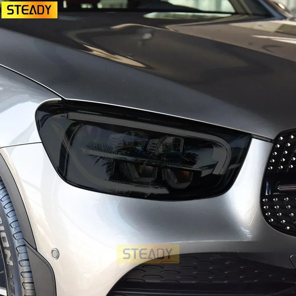 

2 Pcs Car Headlight Protective Film Headlamp Transparent Black TPU Sticker For Mercedes Benz CLS G GLC GLE 2020 GLS V Class AMG