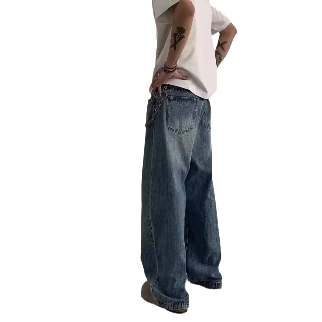 Calças de brim baggy dos homens para mulheres y2k skater vintage calças lisas 2025 casual perna larga jeans solto ajuste denim hip hop jeans para homem