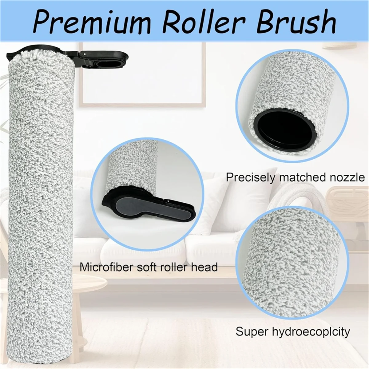 3 Buah Sikat Rol untuk Pengganti Suku Cadang Sikat Rol Pembersih Lantai Uap S7 Lantai ONE S7