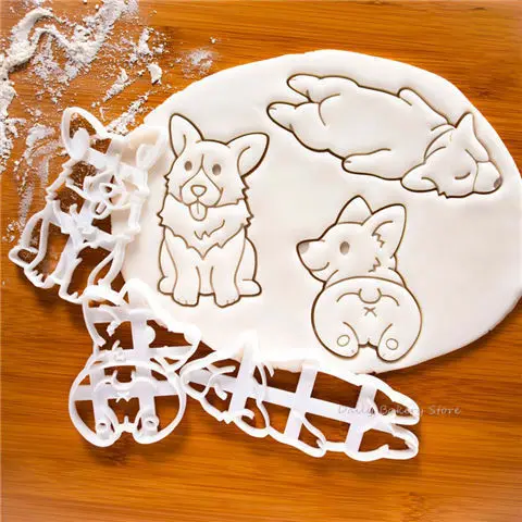 DIY Lovely Dog Cookie Cutters Mold Cute Corgi Dog Shaped Biscuit Baking Tool Kitchenware Bakeware Tool for Kids Handmade Mold