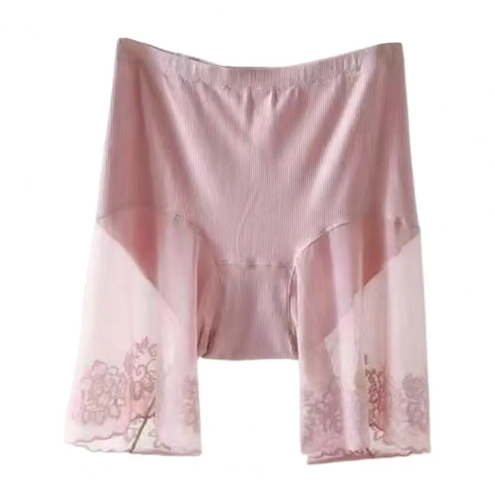Mini Skirt Safety Panties Lace Patchwork Women's Safety Pants with Tummy Control Quick Dry Technology High for Anti-exposure