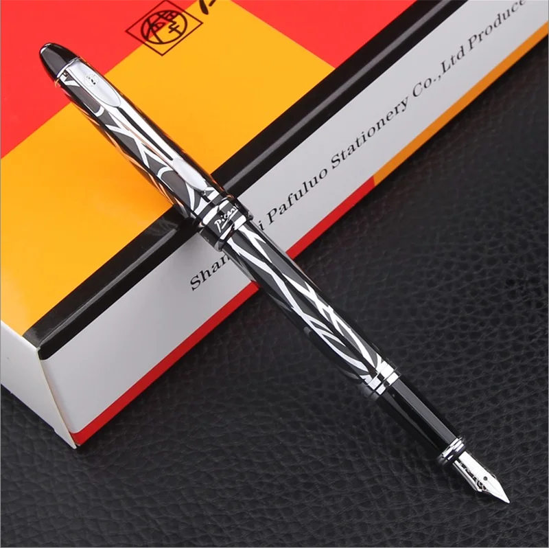 Picasso 901 Metal Fountain Pen Amorous Feeling of Paris Fine Nib 0.5mm Black & Silver Office Business School Writing Gift Pen