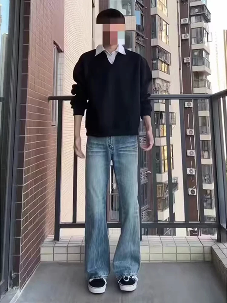 

Мужские зимние джинсы American High Street Vibe с молниевидным узором, на флисовой подкладке, зауженные, прямого кроя, с эффектом похудения, длинные брюки-буткат