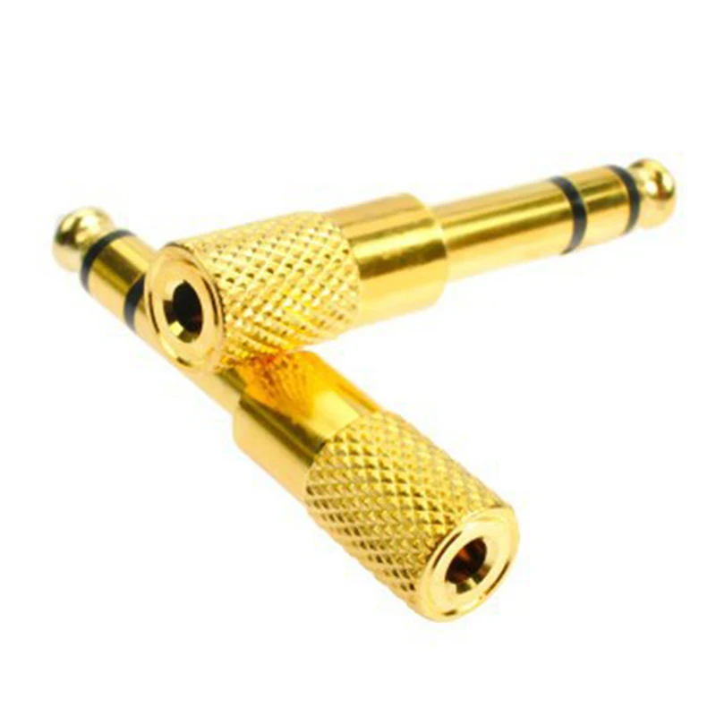 Gold 6.5mm Male Plug To 3.5mm Female Jack Stereo Headphone Audio Adapter Microphone Amplifier Conversion Head