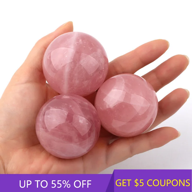 60mm Natural Pink Rose Quartz Crystal Sphere Reiki Healing Mineral Rock Polished Stone Ball W/ Stand Home Fengshui Decor Gift