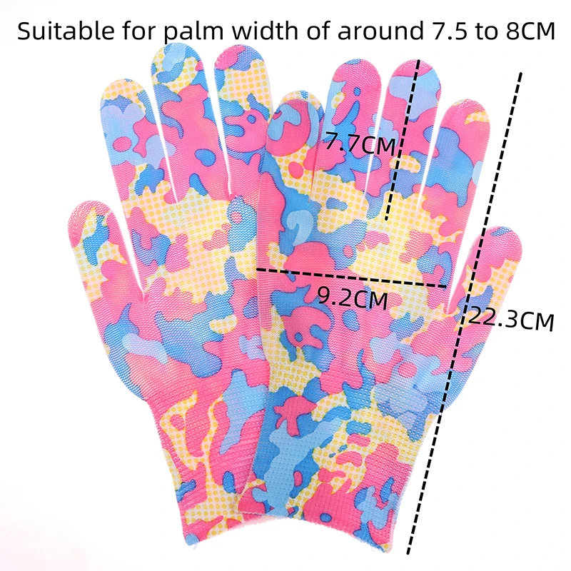 Breathable Garden Gloves Printed High Eastic Nylon Work Non-Slip Household Labor Protection Gloves For Mechanic Construction