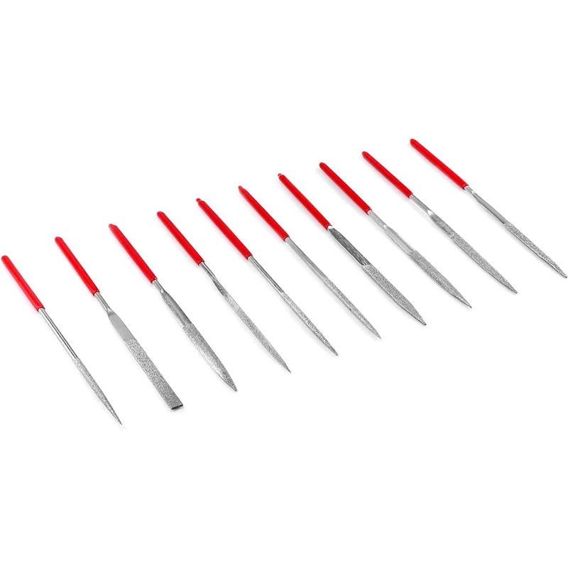 10 PCS Diamond Needle File Set 3x140mm Mini Modelling Files Kit for Metal Ceramic Wood Resin Molds Craft Hand Carving Tool Set