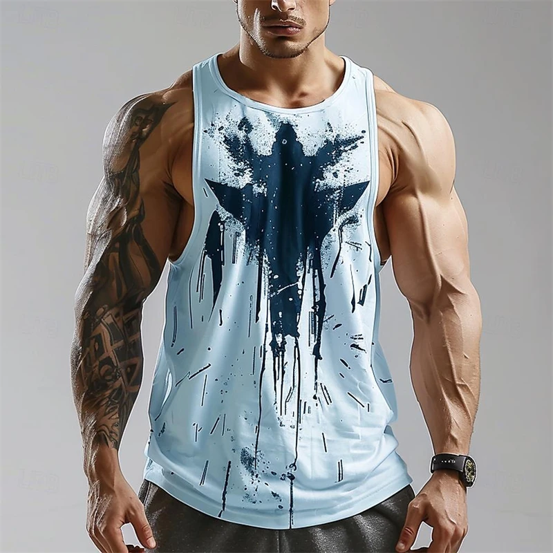 

Trendy Graffiti Graphic Tank Tops For Men Fashion Summer Sleeveless 3D Printed Fitness Vest Loose Breathable Quick Dry Gym Tees