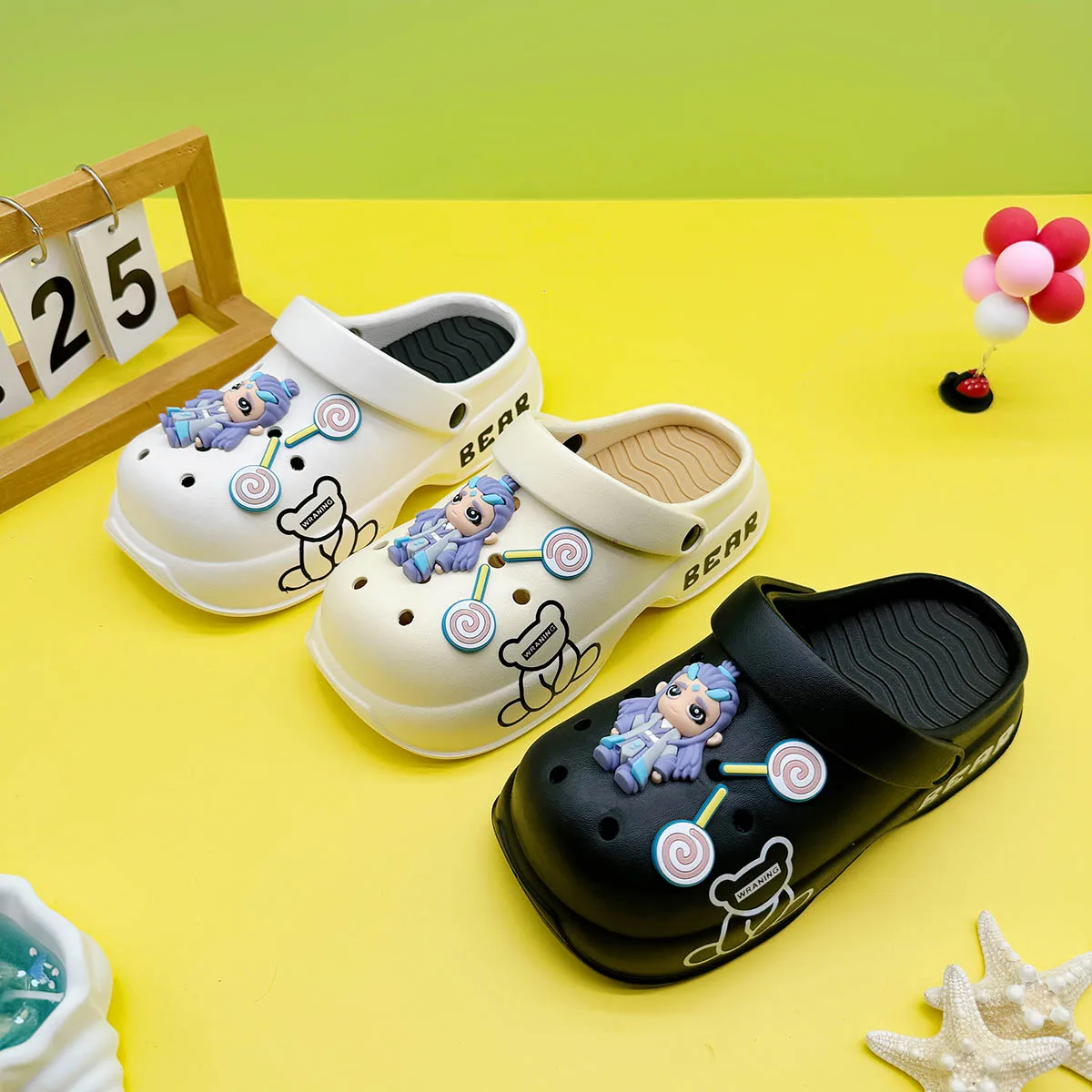 Nezha Bing Baru Sandal Anak Laki-laki dan Perempuan Keluarga Modis dan Serbaguna Eva Bakiak Musim Panas Anti-selip Sol Lembut E05