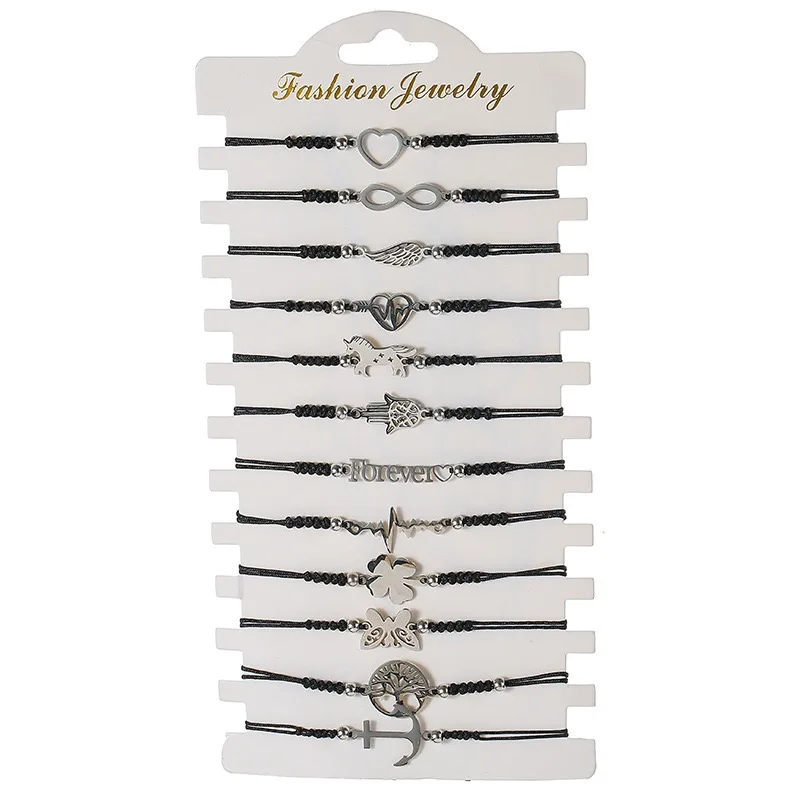 مجموعة مكونة من 12 قطعة من أساور الحروف الحيوانية المكونة من 8 أحرف قابلة للتعديل مع أنماط مختلفة من الفولاذ المقاوم للصدأ من أوروبا وأمريكا #5