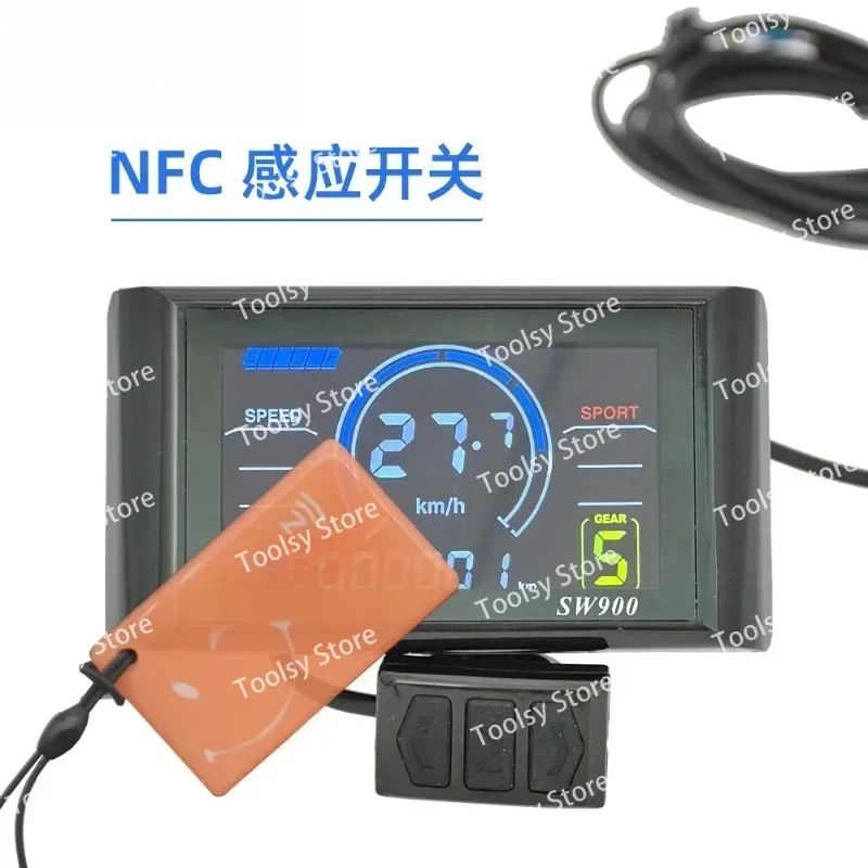 

NFC Индуктивный MTB ЖК-умный счетчик SW900, 6-ядерный водонепроницаемый дисплей управления скоростью электронного велосипеда