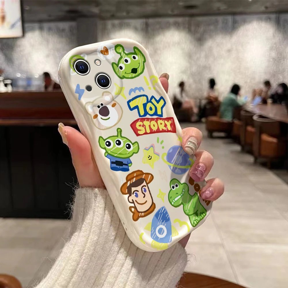 Cartoon Toy Story Alien 3D Wave Case For Samsung A73 A72 A71 A55 A54 A53 A35 A34 A33 A25 A24 A23 A15 A14 A13 A05 A04 4G 5G Cover