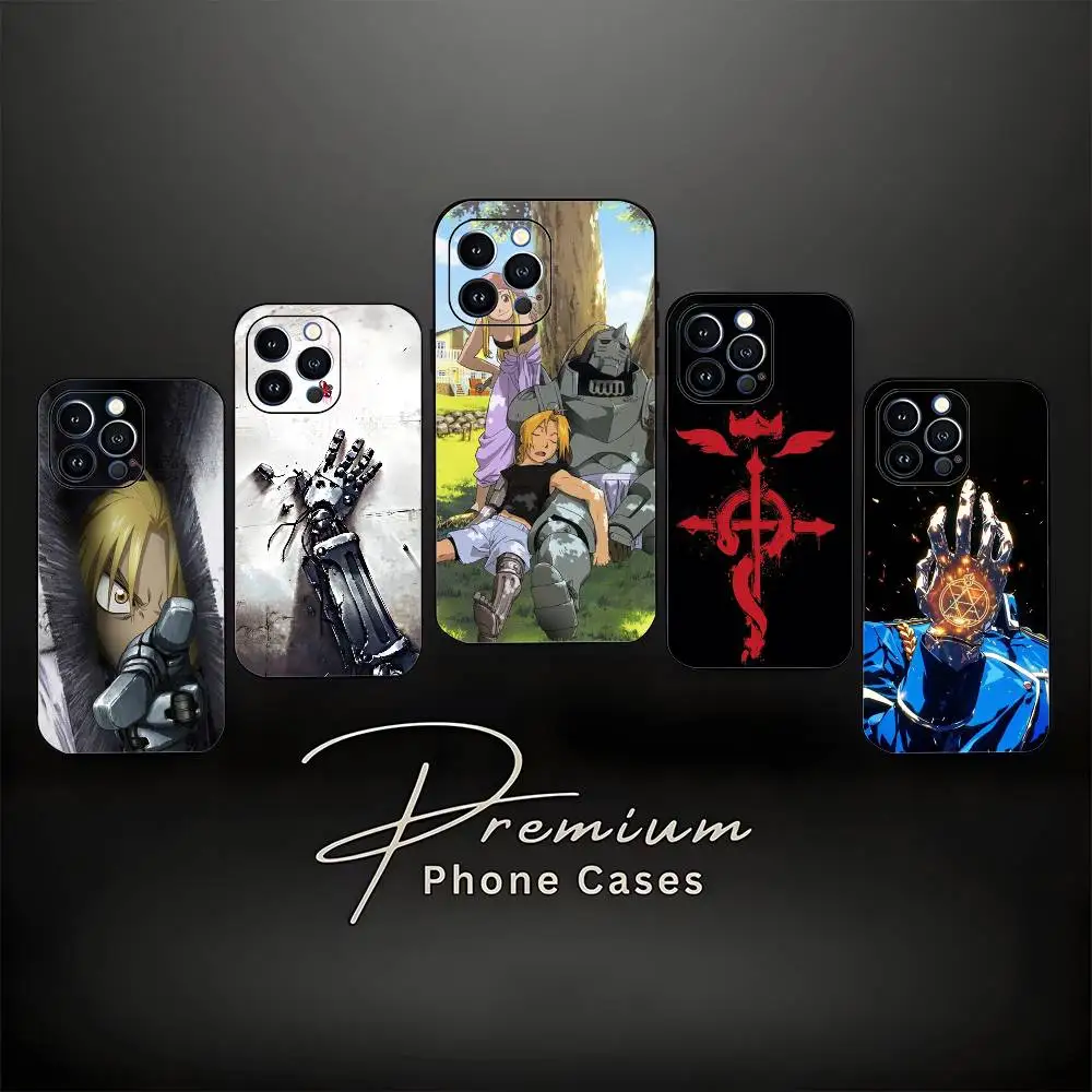 

F-Fullmetal A-Alchemist Phone Case For iPhone 17,16,15,14,13,12,11 ,Pro Max,XS,X,XR,SE,Mini,8,7,Soft Silicone Black Cover