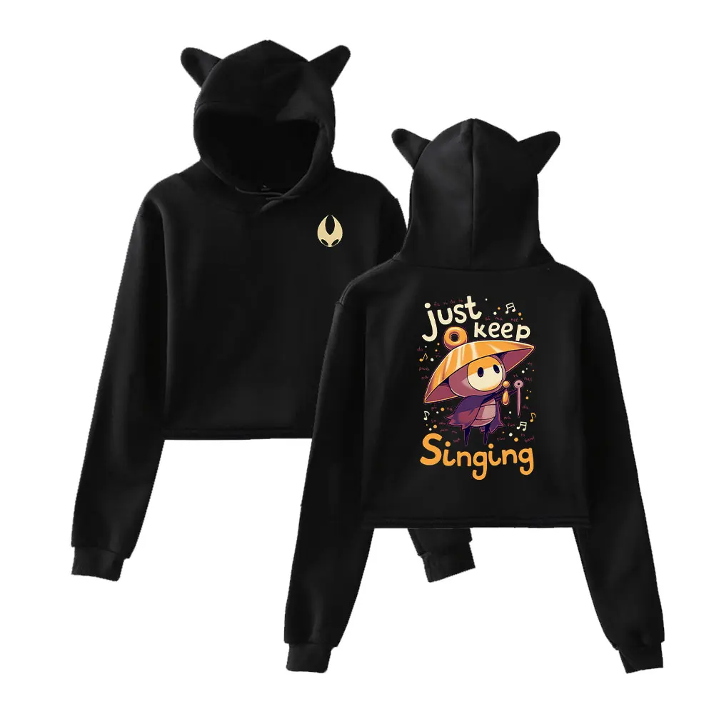 هولو نايت ميرش خمر 90s الشارع الشهير شعار هوديي هوديس بلوزات للفتيات القط الأذن المحاصيل موضة الرياضة البلوز