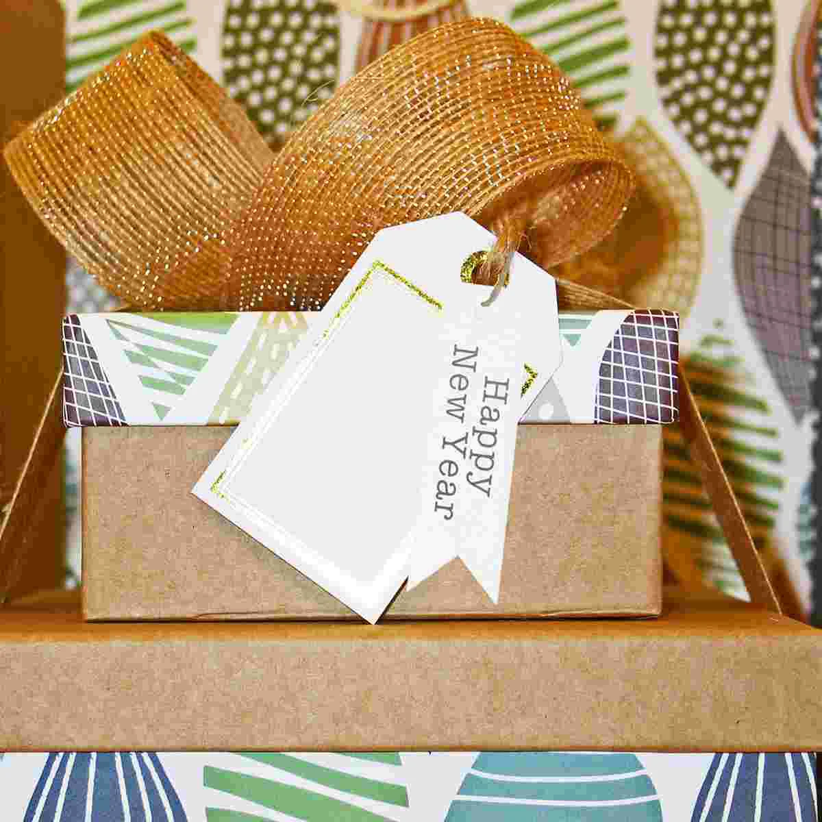 100 шт., дизайнерская бирка «Ласточках», «С ДЛЯ НОВОГО ГОДА», подарочная бирка с буквенным принтом, декор, бирка из крафт-бумаги, этикетки «сделай сам» с веревкой (крафт-бумага)