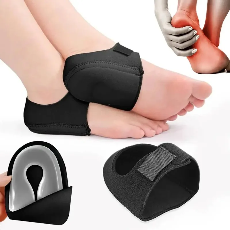 Plantar Fasciitis Heel Spur Foot Support with U-Shaped Silicone Gel Heel Cups for Heel Pain Relief Insoles for Man Woman Walking