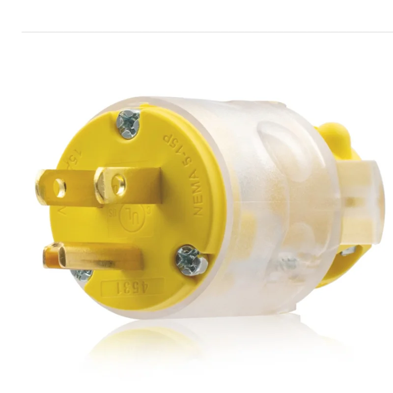 AB11-مضاء 15 أمبير 125 فولت NEMA 5-15R 2 القطب 3 أسلاك التأريض شفرة مستقيمة مخرج سلك بديل كهربائي (الولايات المتحدة)
