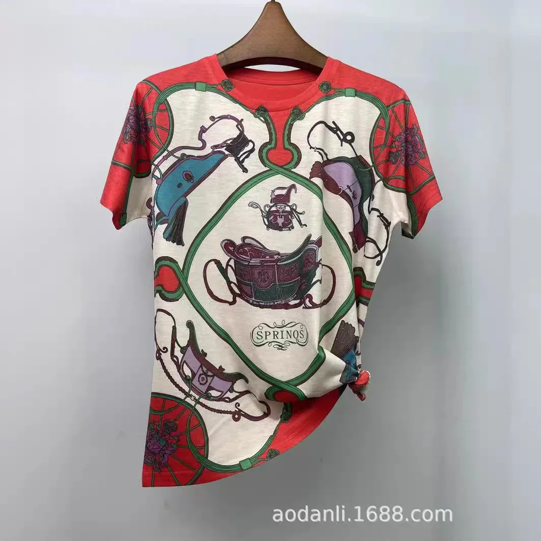 2025 Bedrukte T-shirts Vrouwen Zomer Korte Mouw Vintage Kleding Casual Cartoon Patroon Slim Fit Tops T-shirt Femme Ropa Mujer