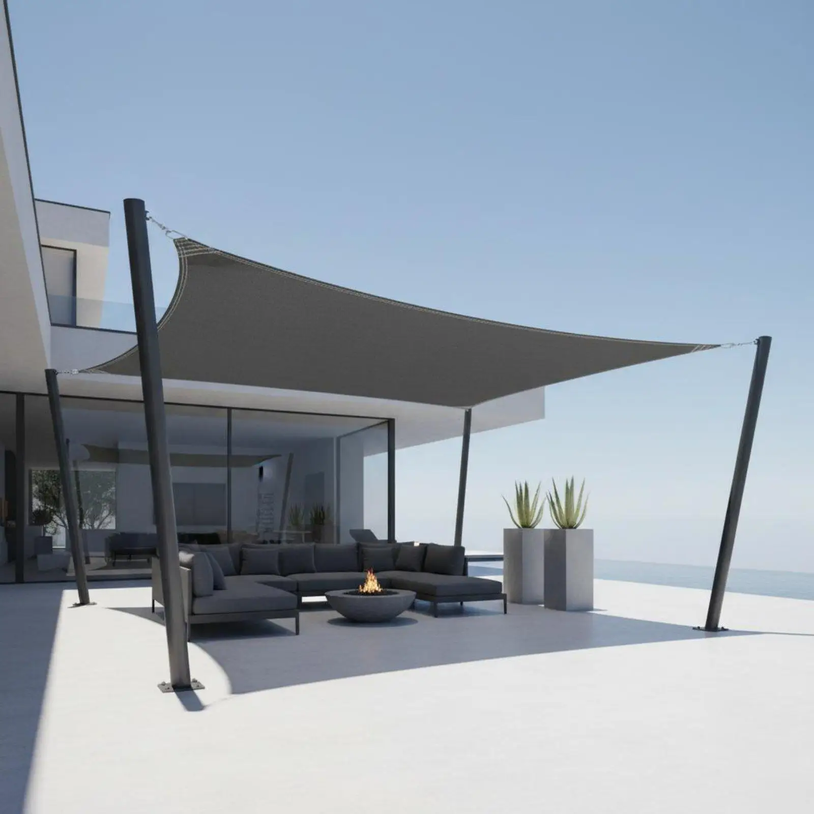 Outdoor Shade Sail Waterproof Canopy 4x6 Rectangle Oxford Fabric Block Patio Cover for Garden Terrace