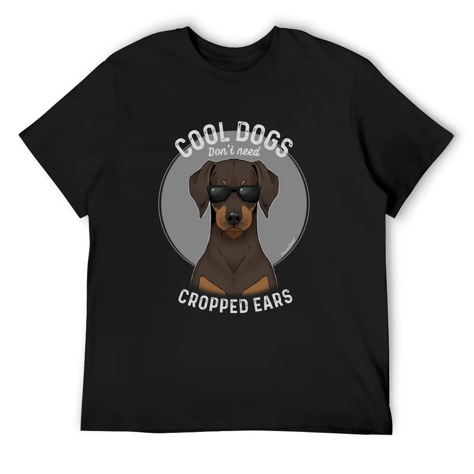 

Cool dogs don’t need cropped ears - Brown chocolate Doberman T-Shirt oversized t shirt blanks quick-drying anime clothes for men