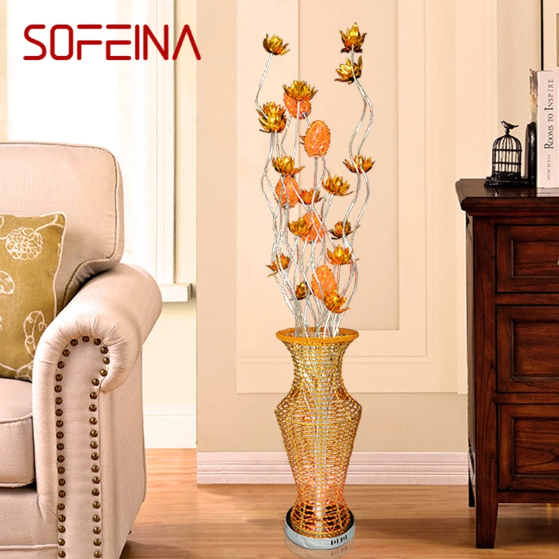 SOFEINA Nordic Golden Floor Lamp Modern Art Flower Iiving Room Sofa Bedroom  Wedding LED Originality Decorative Standing Light