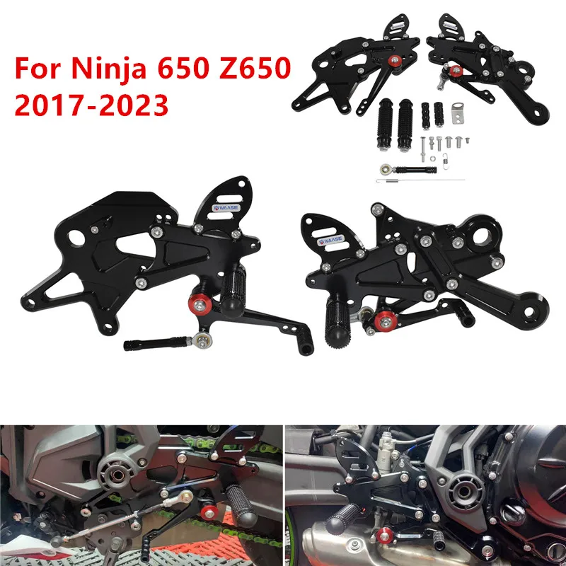 

Motorbike Adjustable Rider Rear Sets Rearset Footrest Foot Rest Pegs For Kawasaki Ninja 650 EX650 Z650 ABS 2017 2018 2019-2023