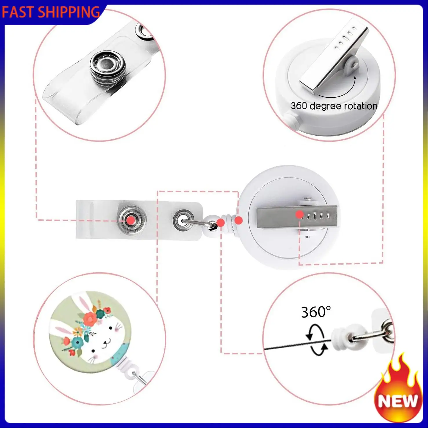 Hot Trend-6 Pcs Animal Badge Reels Retractable Badge Holder With Alligator Clip Nurse Cute Badge Clip For ID Card Holders