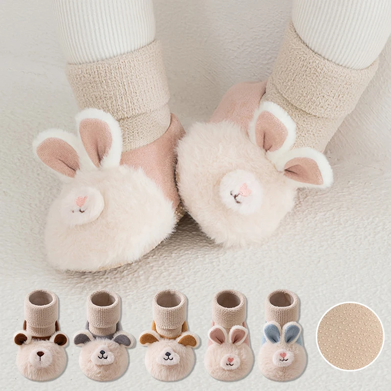 Winter Baby Sock Shoes Cute Cartoon Warm Anti-slip Sole Infant Sock Booties Toddler Floor Slippers Newborn First Walking Shoes