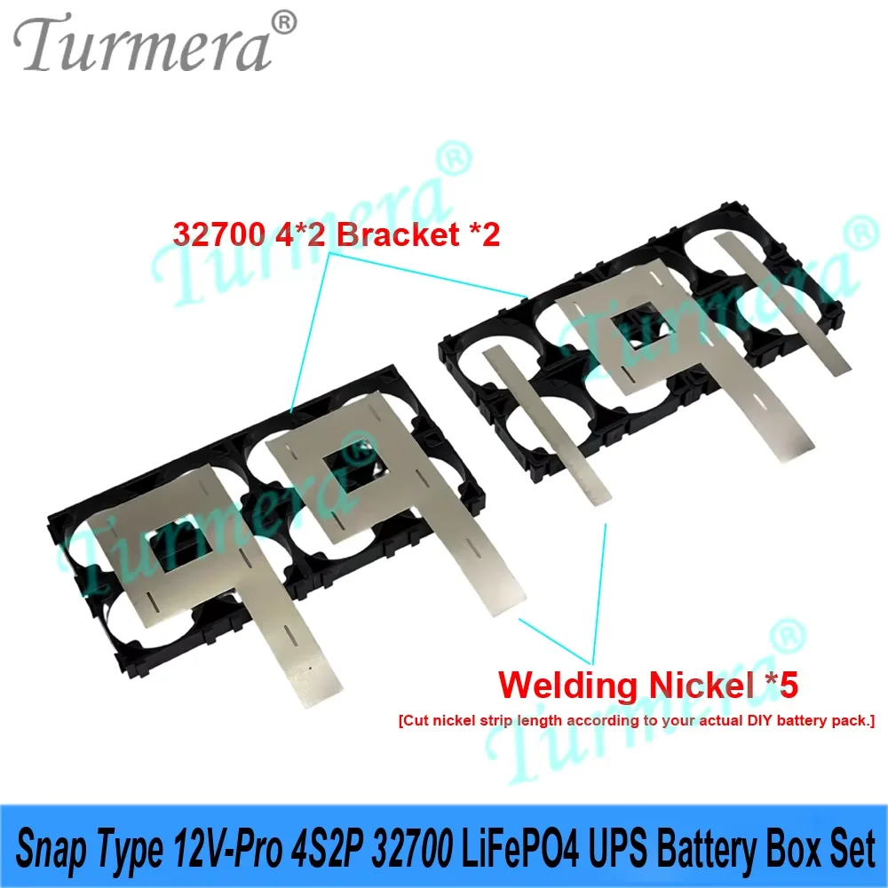 4S2P 32700 LiFePO4 Battery Box Kit 12.8V 40A Balance BMS Holder Custom Displayer/USB Module for DIY Power Bank Snap Type 12V Pro