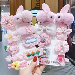 Pinzas para el pelo para niños, horquillas de flores de conejo para bebés, accesorios para el cabello para niñas adolescentes lindas hechas a mano, pasadores de tela