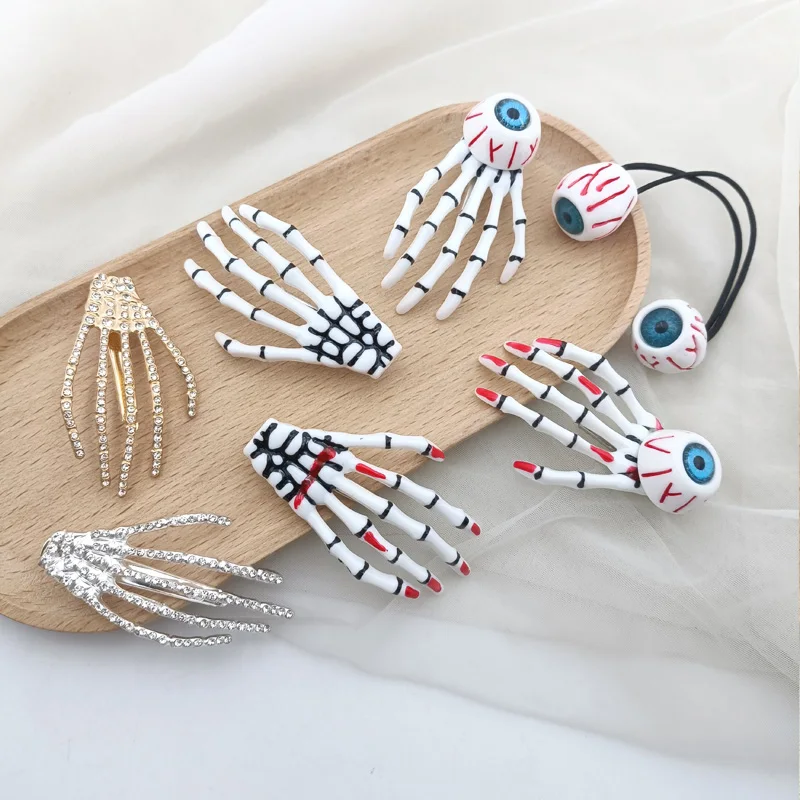 1/2Pcs Neue Kreative Schädel Hand Knochen Haarnadel Greifer Geist Skelett Haar Clips Haarspangen Knochen Klaue Haar Zubehör geschenk Haarspange