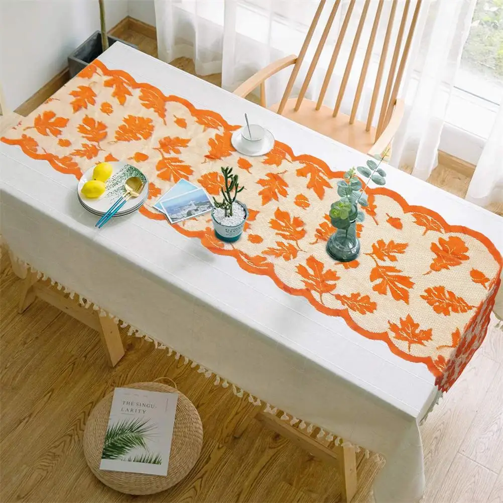 Maple Leaf Lace Table Runner, Toalha De Mesa Outono, Decoração De Mesa Para A Temporada De Colheita De Ação De Graças