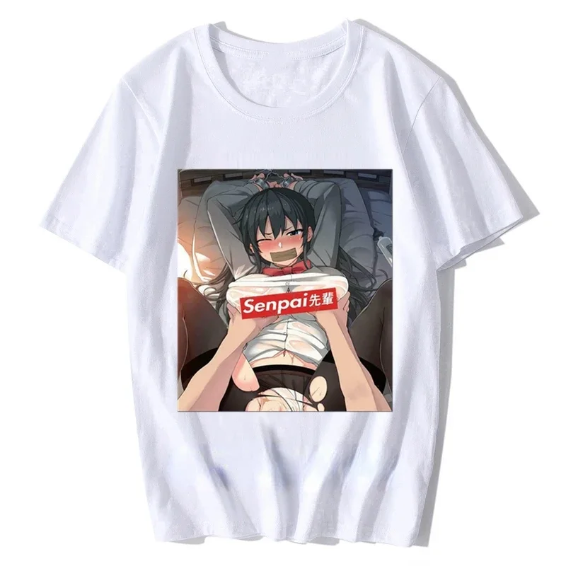 Japanese Cartoon Anime Hentai Senpai Graphic Print T-shirt Fashion Harajuku Retro Casual Otaku T-shirt Summer Unisex Streetwear