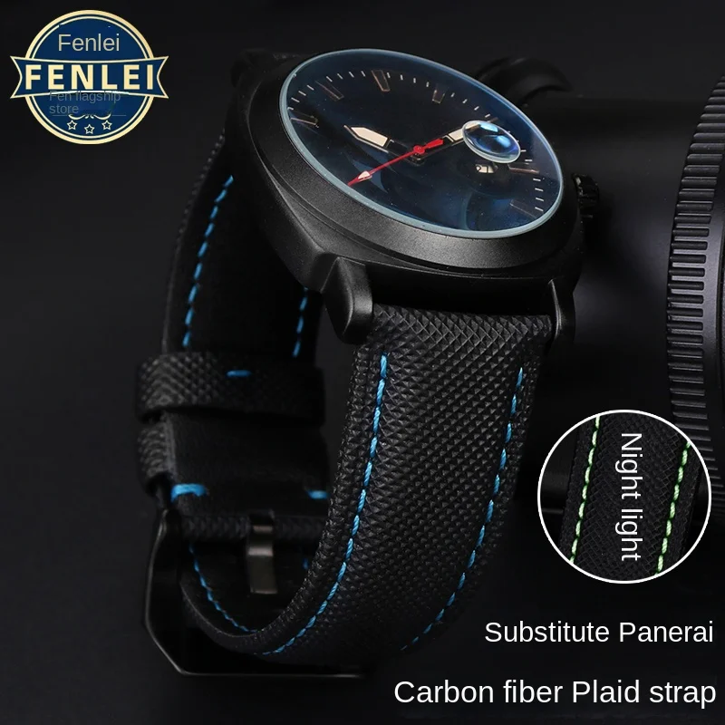 Ремешок из нейлона и углеродного волокна для наручных часов Panerai 441 Luminor PAM1661, водонепроницаемый ремешок для наручных часов из натуральной кожи