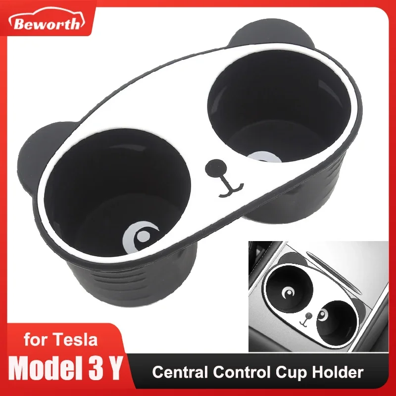 

Panda Water Cup Holder for Tesla Model 3 Y Center Console Storage Box Silica Gel Limiter Drinks Bracket Waterproof Accessories