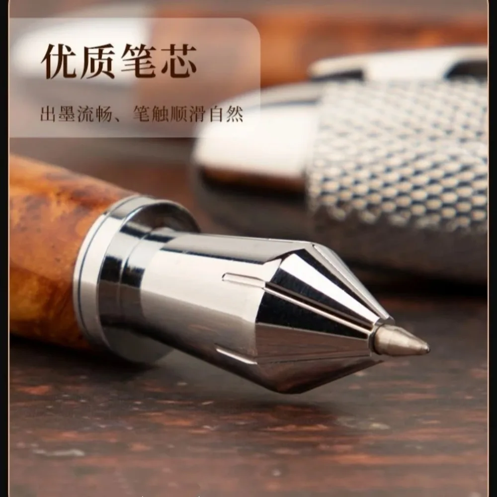 For Unique Cedar Wood Holder Design Roller Ball Pens - Heavy Metal Creative Wood Writing Pen for Office Business Stationery Gift