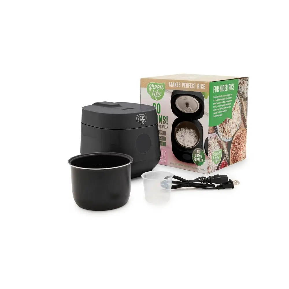 Digital Rice Cooker, 2Cups Uncooked 4Cups Cooked, Removable Nonstick Ceramic PFASFree Pot, OneTouch Presets, Oats, Quinoa, Brow