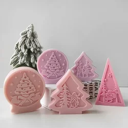 DIY Christmas Tree Silicone Mold Geometric Xmas Decor Candle Plaster Mould Snowman Santa Christmas Decoration Molds