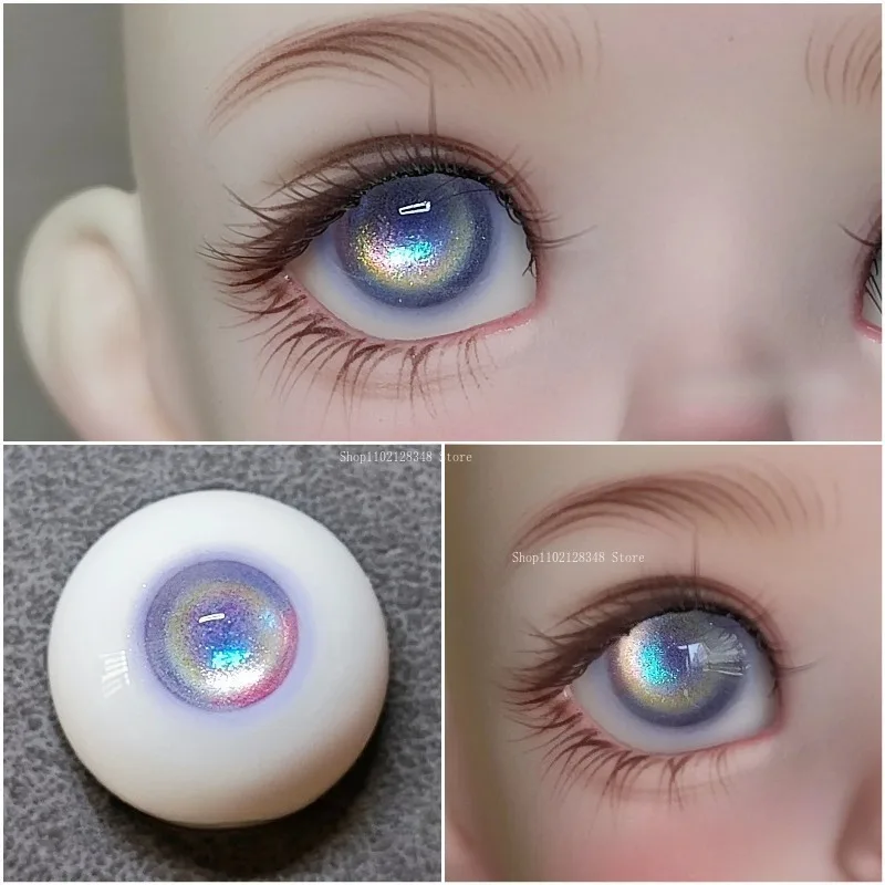 14mm BJD Handmade Plaster Eyes Metal Pink Purple Color Eyes DIY DIY Cartoon Animation Doll Face Accessories Decoration Eyeball