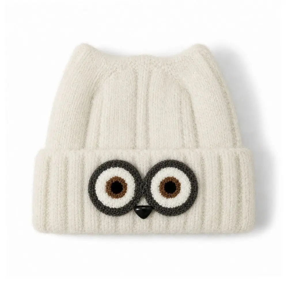 Knit Design Knitted Beanie Hat Thick Material Ear-Warming Feature Woolen Winter Cap Ear Protection Crochet Style Warm Hat