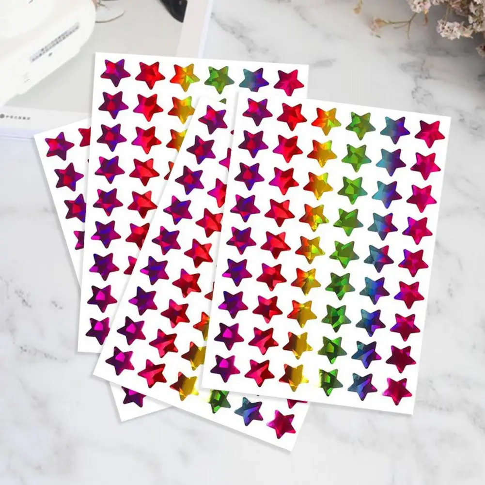 10Pcs Waterproof Star Stickers Self Adhesive Strong Stickiness Scratch-Proof Oil-Proof Sparkling Encouragement Reward Decals