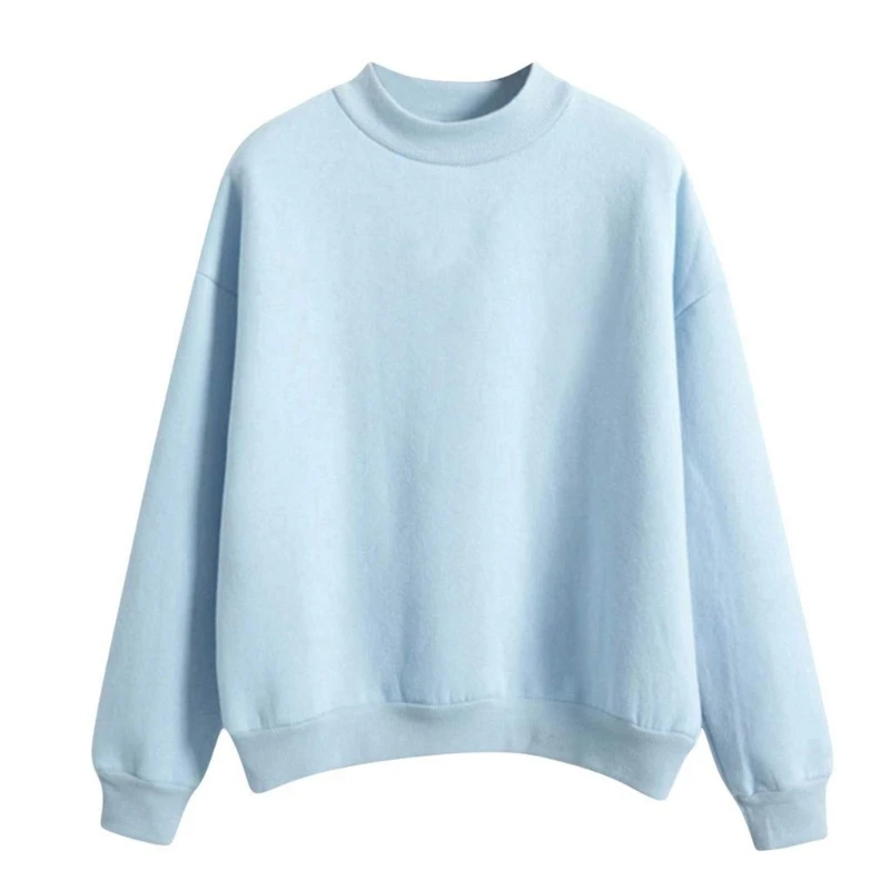 Casual Long Sleeve Drop Shoulder Mock Neck Loose Pullover Sweatshirt for Women DropShip