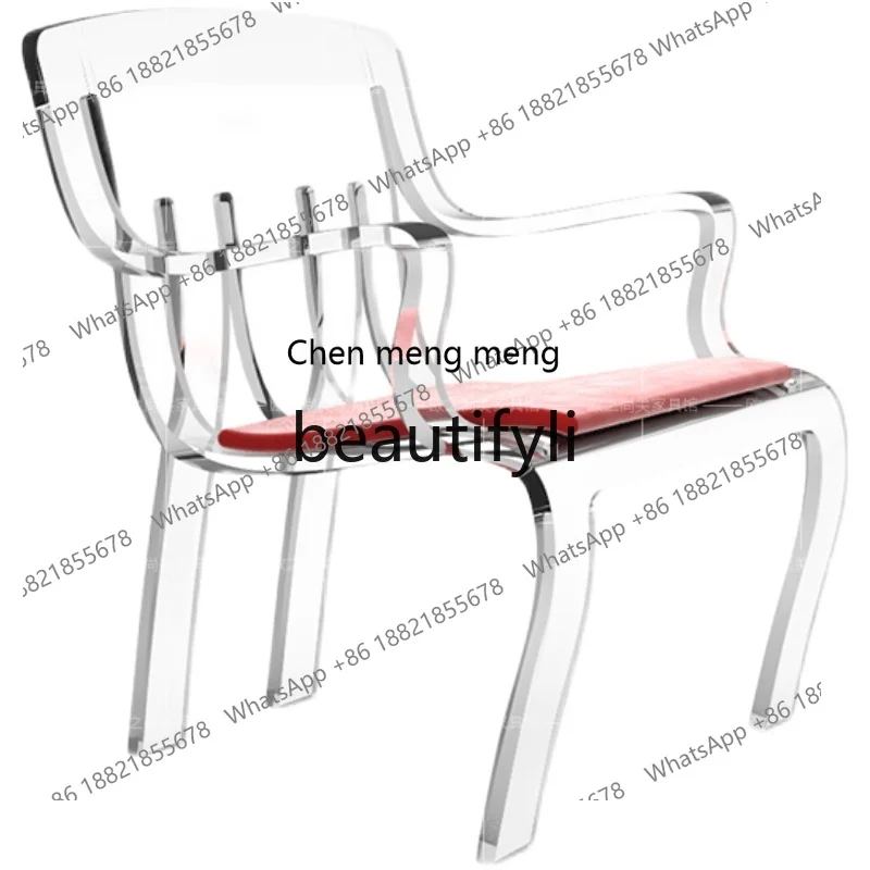 

Light luxury high-end home dining chair designer transparent acrylic chair living room H