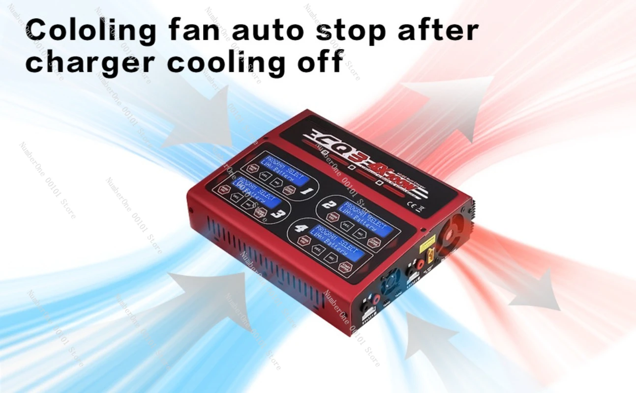 Ev-peak cq3 lithium battery charger - 4-channel independent balance charging, 6s, 100w, for rc models and drones