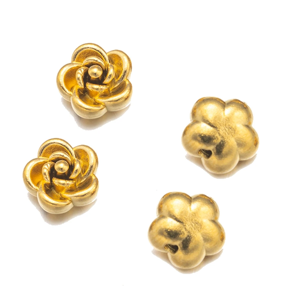 Stainless Steel Gold Rose Spacer Beads, 10pcs