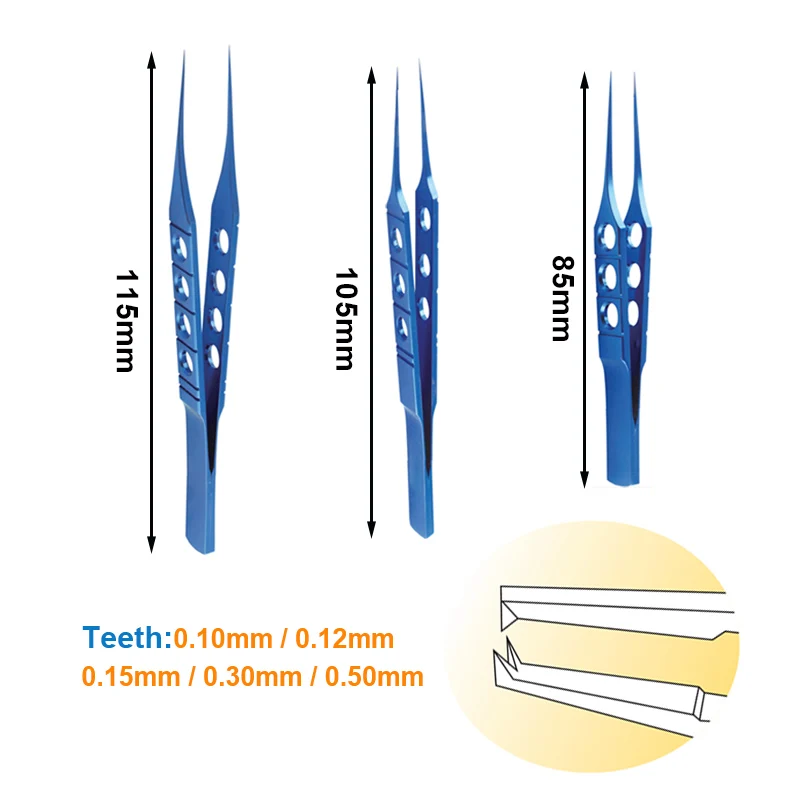 1pcs Forceps with Platform with Teeth Toothed Forceps Ophthalmic Instrument Titanium Alloy