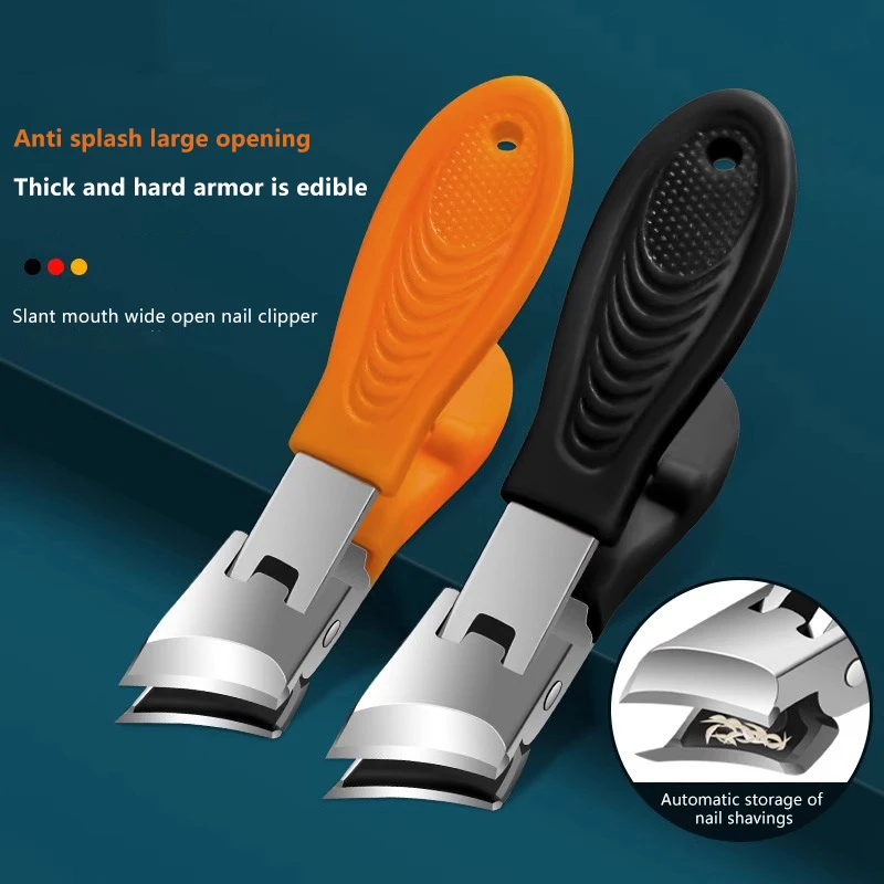 Professional Slanted Nail Clippers Wide Jaw Opening Anti-Splash Nail Clipper Stainless Steel Toenail Pliers Manicure Tools