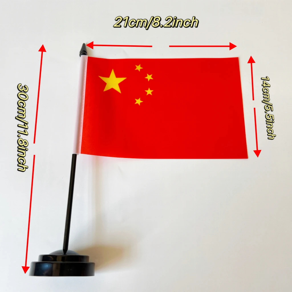 Bandera nacional de China para escritorio – Mástil y base incluidos - imagen 2
