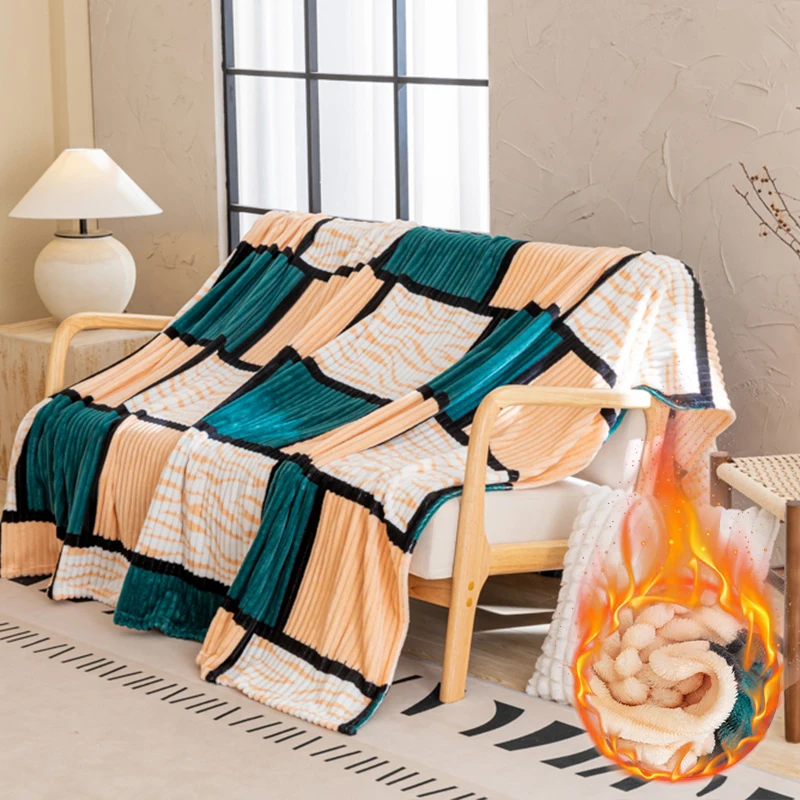 Soft Milk Velvet Blanket Versatile Checkered Throw Blanket For Bedroom Living Room Christmas High-quality Winter Warm Blanket