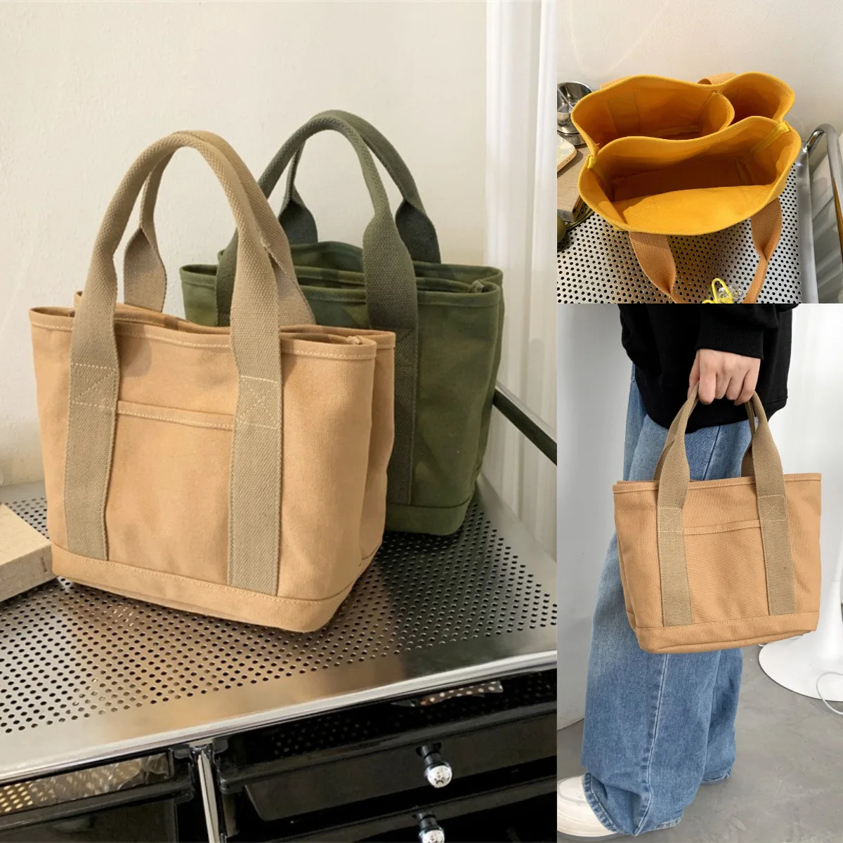 Sac à main en toile de loisirs pour femme, grande capacité, multi-compartiments, trousse de maquillage, japonais, mille couches, sac à main cadeau